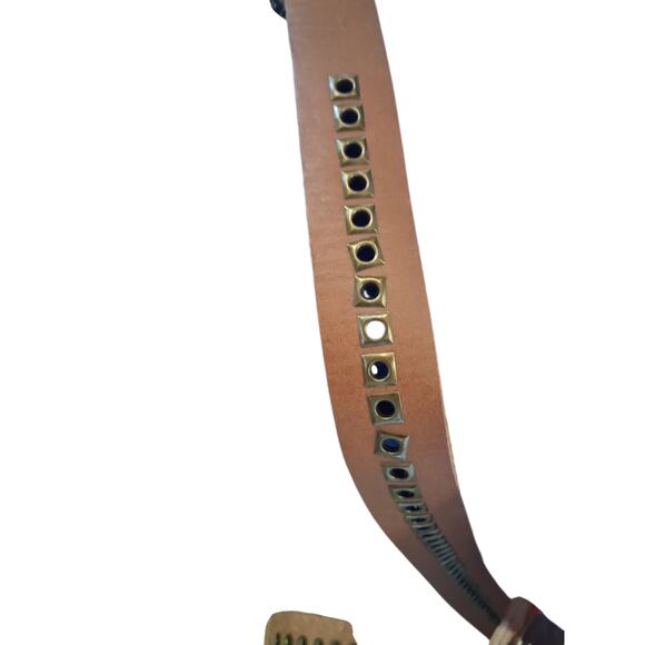 Y2K HE Mango Leather Grommet Belt Women's size 34 Grungecore Academia Preppy Hip - Picture 3 of 11